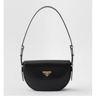 PRADA ARQUE BAG WITH FLAP BLACK 1BD365 (23*12*6cm)