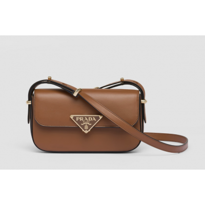 PRADA LEATHER SHOULDER BAG COGNAC 1BD339 (20.5*10.5*4cm)