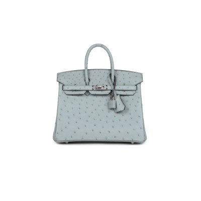 HERMÈS MASTER BIRKIN 30 OSTRICH LEATHER GLACIER BLUE SILVER BUCKLE H041933CK71 (30*22*16cm)