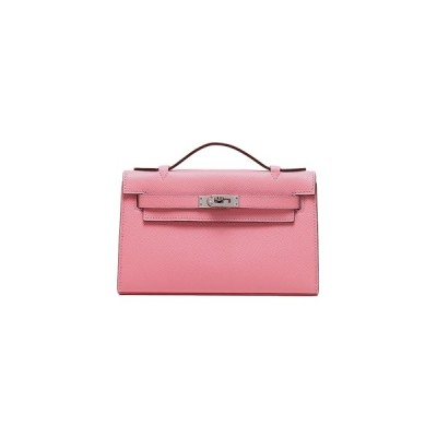 HERMES MASTER MINI KELLY POCHETTE EPSOM MILKSHAKE POWDER SILVER BUCKLE (22*14*7cm)
