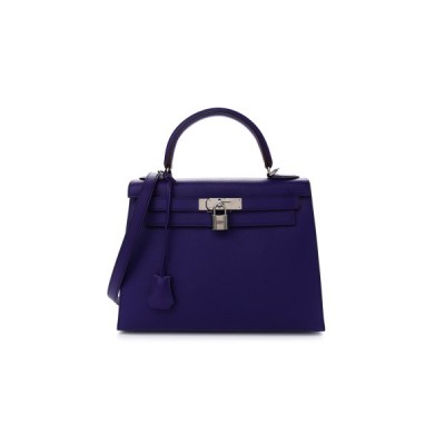 HERMÈS EPSOM KELLY SELLIER 25 BLEU ELECTRIQUE (25*17*7cm)