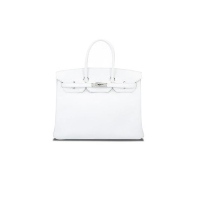 HERMÈS BIRKIN 30 SWIFT LEATHER PURE WHITE SILVER BUCKLE H049352CK21 (30*23*15cm)