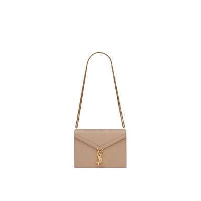 YSL CASSANDRA MEDIUM CHAIN BAG IN CROCODILE-EMBOSSED SHINY LEATHER 532750DND0J2721 (22*16.5*5.5cm)