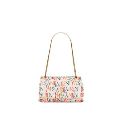 YSL JAMIE MEDIUM CHAIN BAG IN PRINTED YVES SAINT LAURENT SILK 515821FAASJ9076 (25*15*7.5CM)