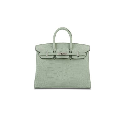 HERMÈS MASTER BIRKIN 20 CROCODILE LEATHER MINT GREEN SILVER BUCKLE H041350CK08 (20*15.5*11cm)