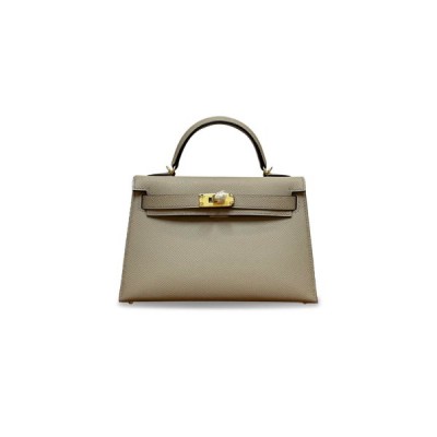 HERMÈS MASTER MINI KELLY II EPSOM TURTLEDOVE GRAY GOLD BUCKLE (19*12*5.5cm)