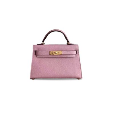 HERMÈS MASTER MINI KELLY II EPSOM MALLOW PURPLE GOLD BUCKLE (19*12*5.5cm)
