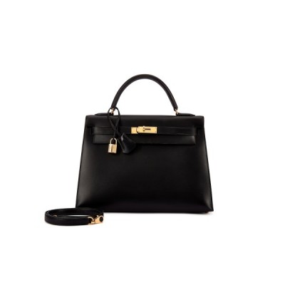 HERMÈS MASTER VINTAGE BLACK BOX KELLY 32 GOLD HARDWARE (32*23*10.5cm)