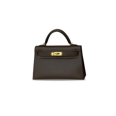 HERMÈS MASTER MINI KELLY BAG II EBONY EPSOM GOLD BUCKLE (19*12*5.5cm)