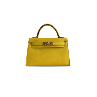 HERMÈS MASTER MINI KELLY II EPSOM AMBER GOLD BUCKLE (19*12*5.5cm)