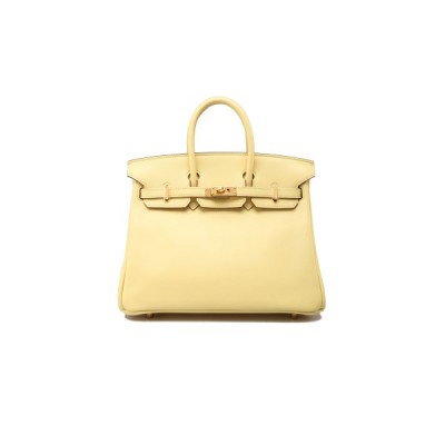 HERMES MASTER BIRKIN 25 SWIFT LEATHER GOOSE EGG YELLOW GOLD BUCKLE BAG H049362CK07 (25*20*13cm)