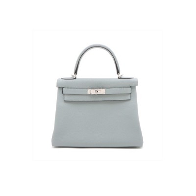 HERMÈS MASTER KELLY 28 TOGO BLUE GLACIER SILVER METAL FITTINGS (28*22*10cm)