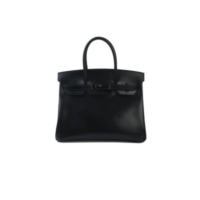 HERMES MASTER BIRKIN 30 BOX LEATHER BLACK BLACK BUCKLE BAG H079201CA89 (30*23*15cm)