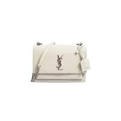 YSL SUNSET MEDIUM CHAIN BAG IN CROCODILE-EMBOSSED SHINY LEATHER 4229064996L (22*16*6.5cm)