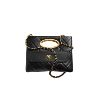 CHANEL CLUTCH LAMBSKIN &amp; GOLD-TONE METALBLACK AS5038 (25*19*3cm)
