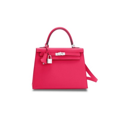 HERMÈS KELLY 28 ROSE EXTREME PINK EPSOM SELLIER BAG (28*22*10cm)