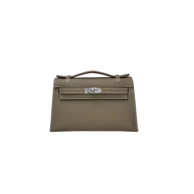 HERMES MASTER MINI KELLY FIRST GENERATION EPSOM ELEPHANT GRAY GOLD BUCKLE(22*14*7cm)