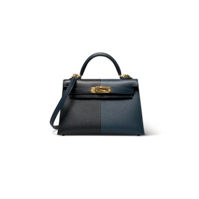 HERMÈS EDITION BLEU INDIGO, BLACK &amp; ROUGE GRENAT EPSOM LEATHER MINI KELLY II WITH GOLD HARDWARE (19*12*5.5cm)