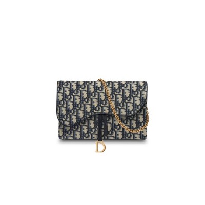 DIOR OBLIQUE SADDLE CHAIN POUCH BLUE S5620CTZQ-M928 (22*15*4.5cm)