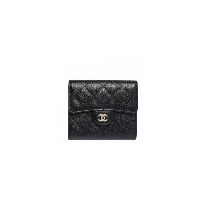CHANEL MASTER BLACK QUILTED CAVIAR LEATHER TRIFOLD WALLET (11.5*10.5*3cm)