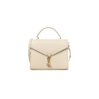 YSL CASSANDRA MEDIUM TOP HANDLE BAG IN GRAIN DE POUDRE EMBOSSED LEATHER 578000681411 (24.5*20*11.5cm)