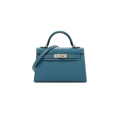 HERMÈS MASTER EPSOM MINI KELLY II  NEW BLUE JEAN (19*12*5.5cm)