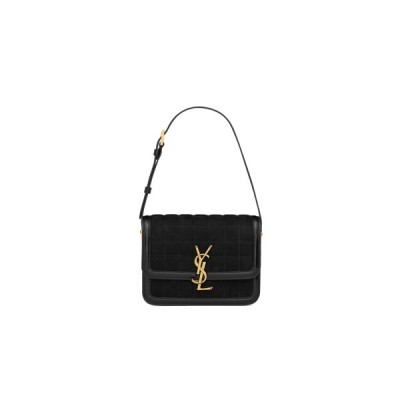 YSL SOLFERINO SMALL SATCHEL IN QUILTED NUBUCK SUEDE 739139AABR91000 (18.5*14*6cm)