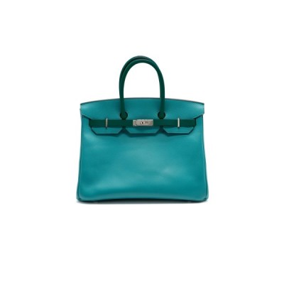 HERMES MASTER BIRKIN 30 EPSOM PEACOCK GREEN AND BRITISH GREEN SILVER BUCKLE BAG H028369CK86 (30*23*15cm)