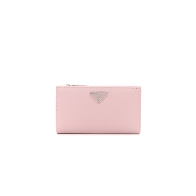 PRADA SAFFIANO TRIANGLE CONTINENTAL ZIP WALLET ALABASTER (16*9*2cm)