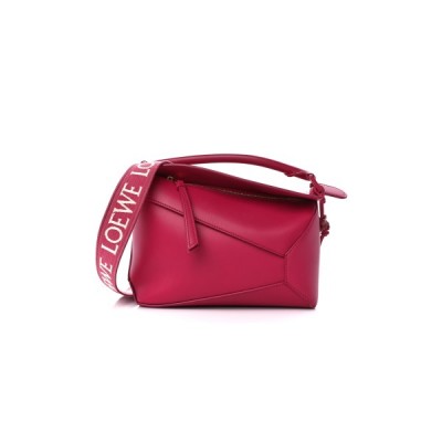 LOEWE SATIN CALFSKIN MONOCHROME SMALL PUZZLE EDGE BAG RUBY RED GLAZE (24*16.5*10.5cm)