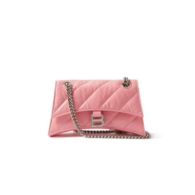 BALENCIAGA PINK CRUSH SMALL QUILTED-LEATHER SHOULDER BAG MATCHESFASHION US (25.4*15.2*10.1cm)