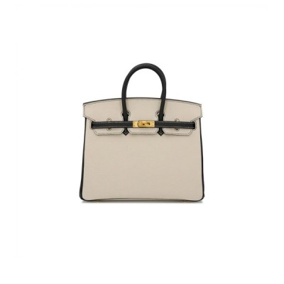 HERMES MASTER BIRKIN 25 EPSOM MILKSHAKE WHITE TINWARE GREY GOLD BUCKLE BAG H028368CK3S (25*20*13cm)