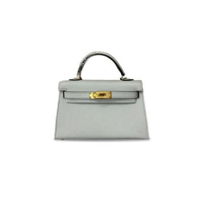 HERMÈS MINI KELLY II HOLY GRAIL BLUE EPSOM GOLD BUCKLE (19*12*5.5cm)