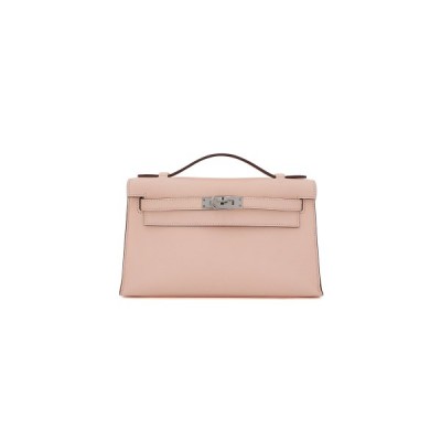HERMES MASTER KELLY POCHETTE ROSE EGLANTINE SWIFT (22*14*7cm)