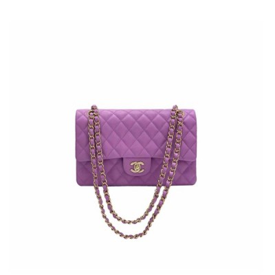 CHANEL CAVIAR QUILTED MEDIUM DOUBLE FLAP PURPLE (25.5*15.5*6.5cm)