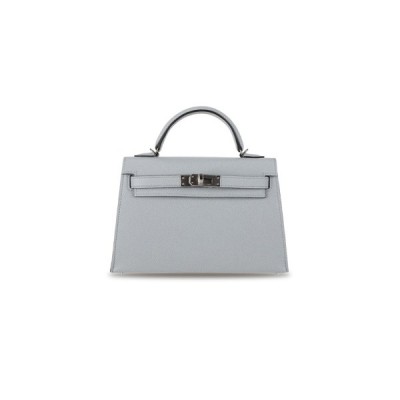 HERMÈS MINI KELLY II BLUE GLACIER EPSOM LEATHER PALLADIUM HARDWARE (19*12*5.5cm)