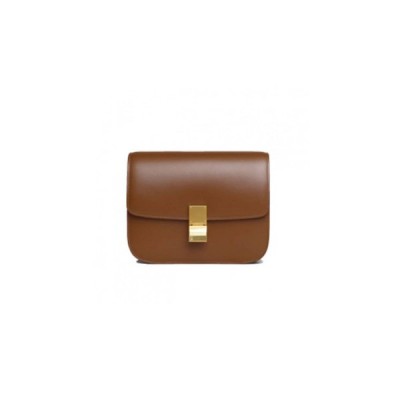 CELINE BORSA CLASSIC MEDIA IN PELLE DI VITELLO BOX CAMMELLO 189173DLS.04FG (24cm*18cm*7cm)