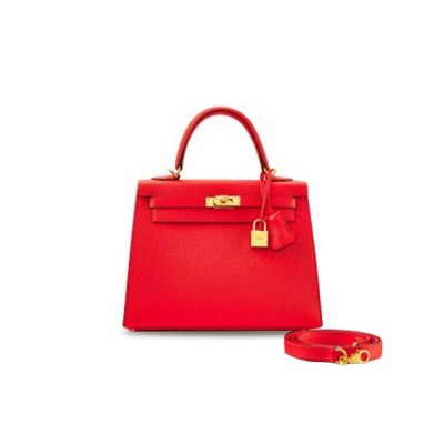 HERMÈS MASTER ROUGE DE COEUR EPSOM KELLY 25 SELLIER GOLD HARDWARE (25*17*7cm)