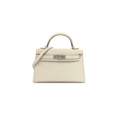 HERMÈS CHEVRE MYSORE MINI KELLY II MUSHROOM (19*12*5.5cm)