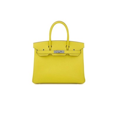 HERMES BIRKIN 30 EPSOM LEMON YELLOW SILVER BUCKLE BAG BK309REPGP (30*23*15cm)