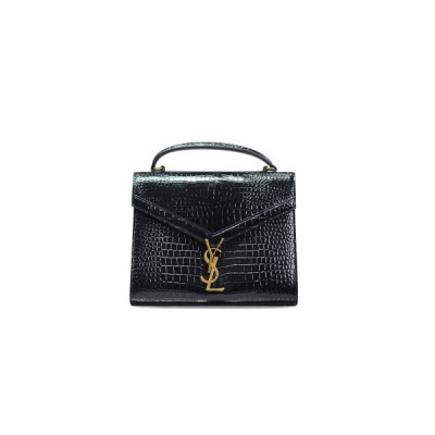 YSL CASSANDRA MEDIUM TOP HANDLE BAG IN CROCODILE-EMBOSSED SHINY LEATHER 5780002452132 (24.5*20*11.5cm)
