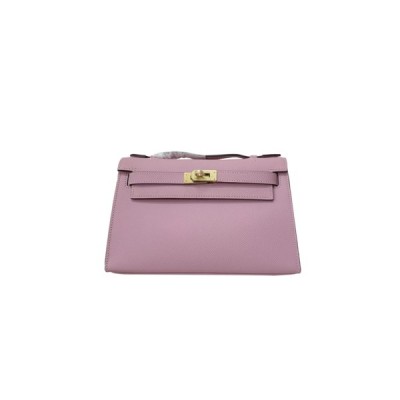 HERMES MASTER MINI KELLY GENERATION EPSOM LEATHER MALLOW PURPLE GOLD BUCKLE (22*14*7cm)