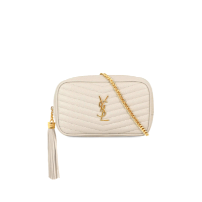 YSL MINI LOU BAG IN MATELASSÉ GRAIN DE POUDRE EMBOSSED LEATHER WHITE 466952 (19*10.5*5cm)