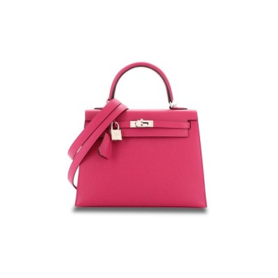 HERMÈS MASTER KELLY HANDBAG ROSE POURPRE EPSOM WITH PALLADIUM HARDWARE 25 (25*17*7cm)