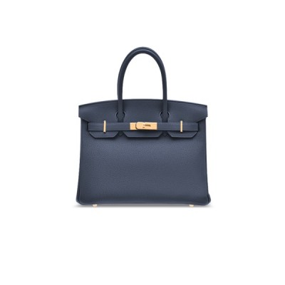 HERMES MASTER BIRKIN 30 TOGO LEATHER BLUE GOLD BUCKLE BAG BK3076EPGPO (30*20*13cm)