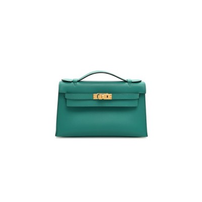 HERMÈS SWIFT KELLY POCHETTE CLUTCH VERT VERONE (22*14*7cm)