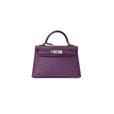 HERMÈS MASTER OSTRICH MINI KELLY II SELLIER VIOLINE (19*12*5.5cm)