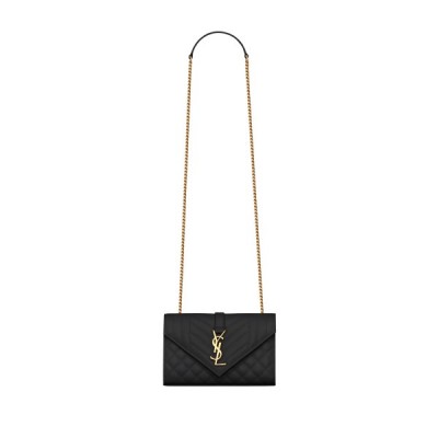 YSL ENVELOPE SMALL IN QUILTED GRAIN DE POUDRE EMBOSSED LEATHER 600195BOW911000 (21*13*6cm)