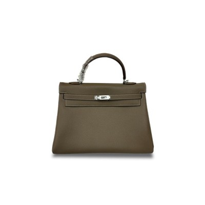 HERMÈS KELLY 28 ELEPHANT GRAY SILVER BUCKLE (28*22*10cm)