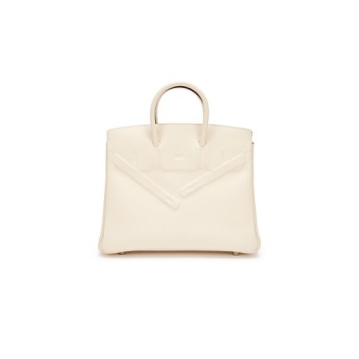 HERMÈS MASTER BIRKIN 25 SHADOW SWIFT LEATHER PHANTOM WHITE BAG H082629CK72 (25*20*13cm)